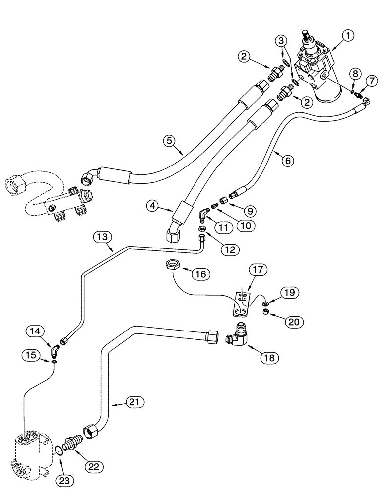 Схема запчастей Case 621C - (05-012) - HYDRAULICS - STEERING, STEERING CONTROL VALVE TO FLOW CONTROL VALVE (05) - STEERING