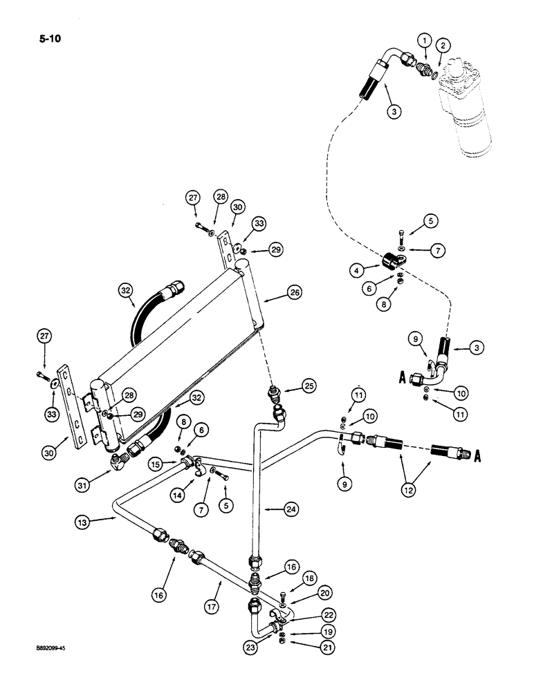 Схема запчастей Case W14C - (5-10) - STEERING HYDRAULIC CIRCUIT, RETURN LINE AND COOLER (05) - STEERING