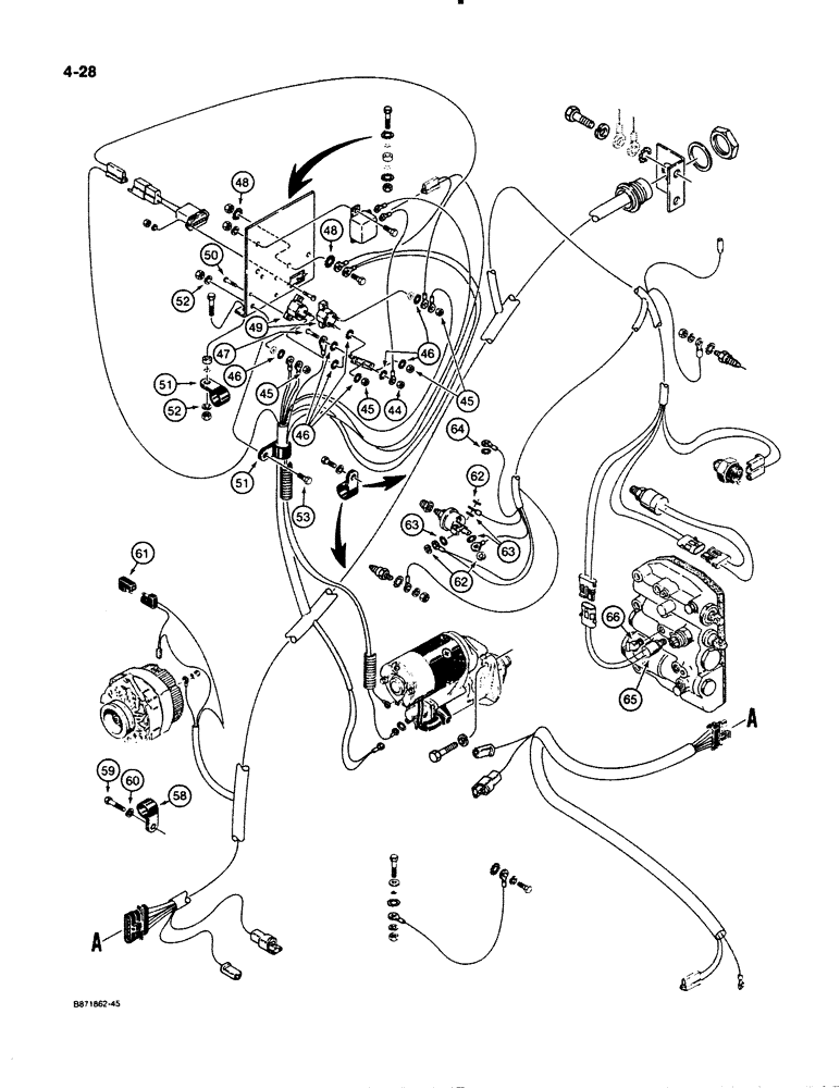 Схема запчастей Case W11B - (4-028) - ELECTRICAL SYSTEM, REAR ELECTRICAL HARNESS, P.I.N. 9158252 (04) - ELECTRICAL SYSTEMS