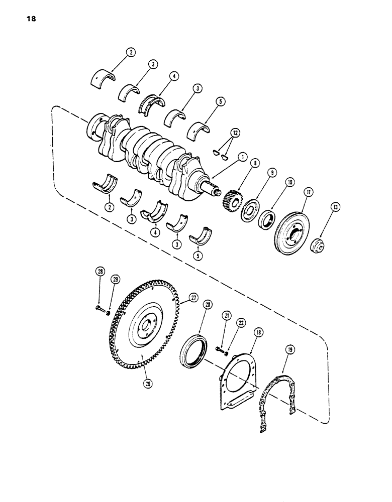 Схема запчастей Case DH5 - (18) - CRANKSHAFT (10) - ENGINE