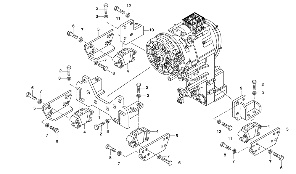 Схема запчастей Case 330 - (18A00010642[02]) - TRANSMISSION - MOUNTING - RETARDER OPTION (03) - Converter / Transmission