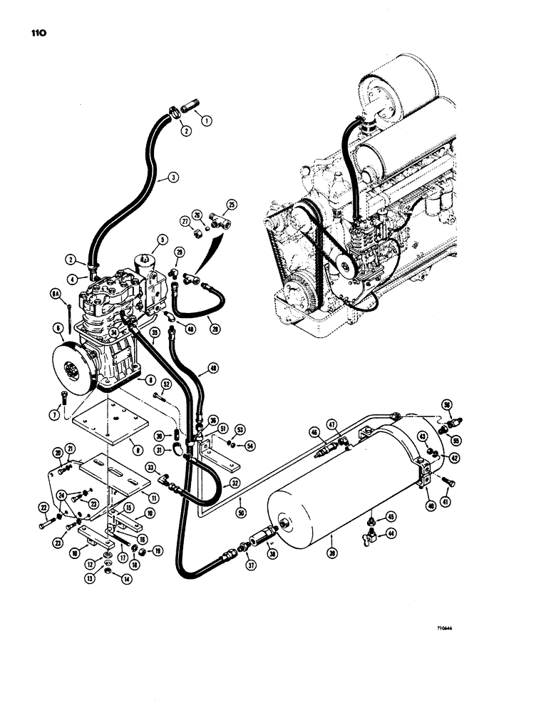 Схема запчастей Case W24 - (110) - BRAKE SYSTEM, AIR COMPRESSOR AND RELATED PARTS, USED BEFORE TRAC. SN. 9107001 (07) - BRAKES