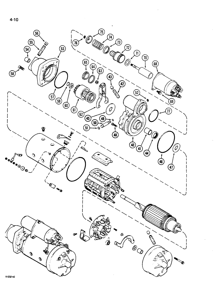 Схема запчастей Case W14B - (4-10) - A169694 STARTER (04) - ELECTRICAL SYSTEMS