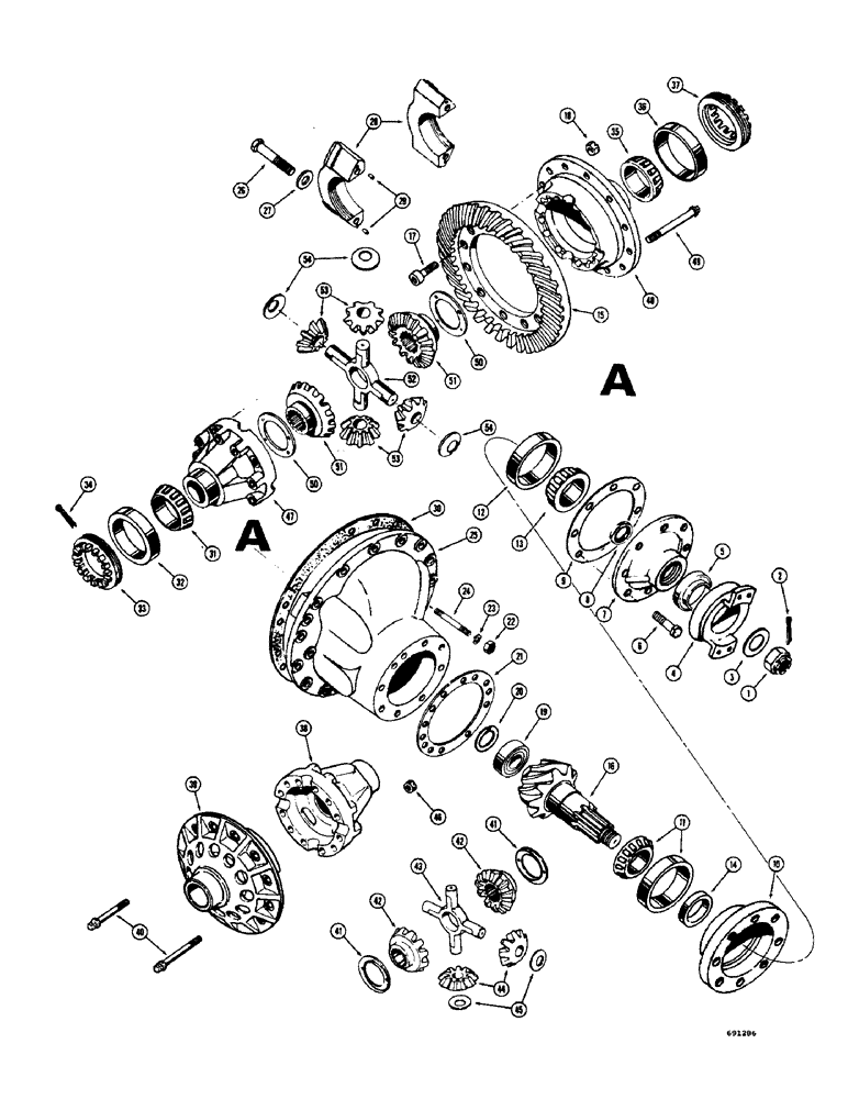 Схема запчастей Case W7 - (234) - DIFFERENTIAL, EARLY PRODUCTION (06) - POWER TRAIN