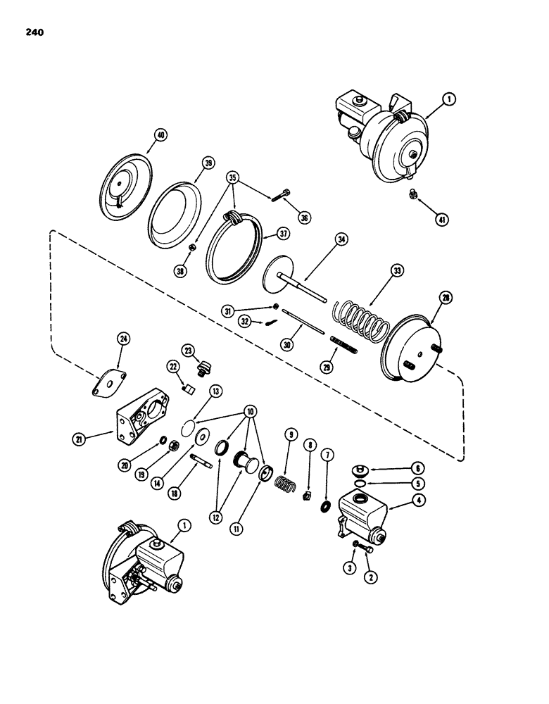 Схема запчастей Case W26B - (240) - BRAKE SYSTEM, L12609 MASTER CYLINDER (07) - BRAKES