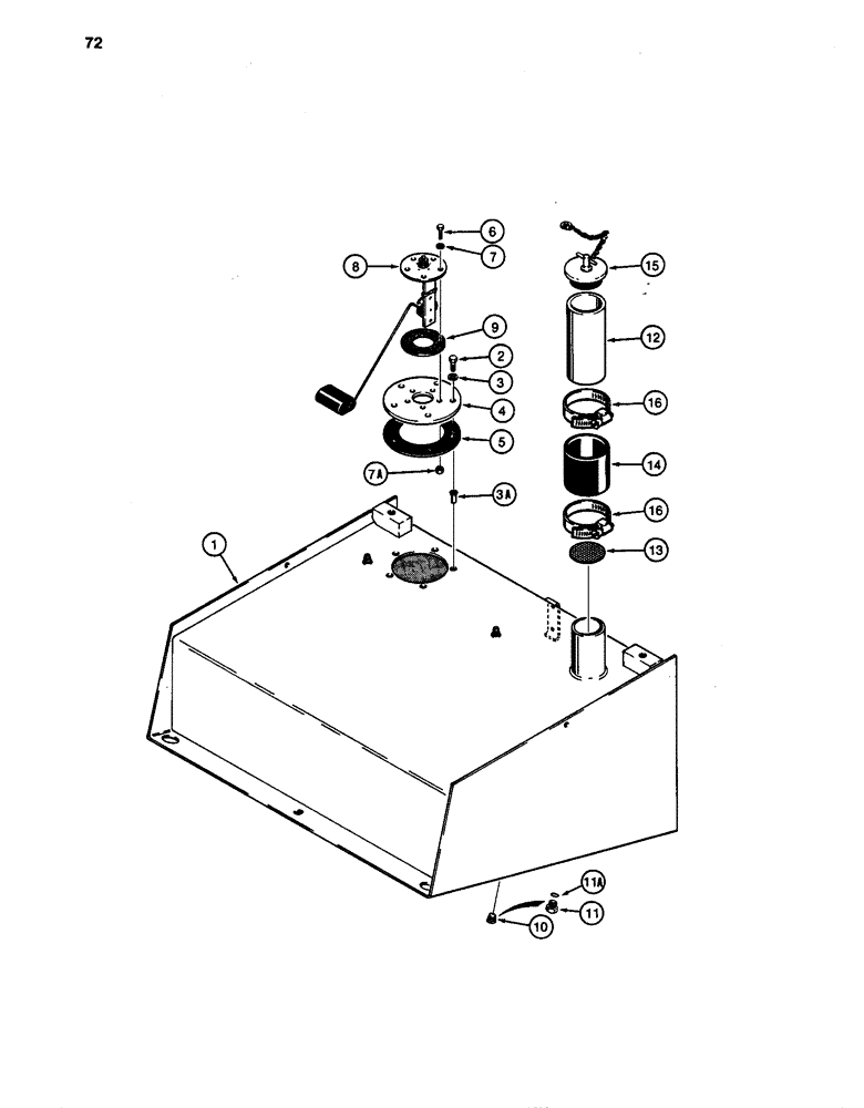 Схема запчастей Case W24C - (072) - FUEL TANK AND SENDING UNIT (03) - FUEL SYSTEM