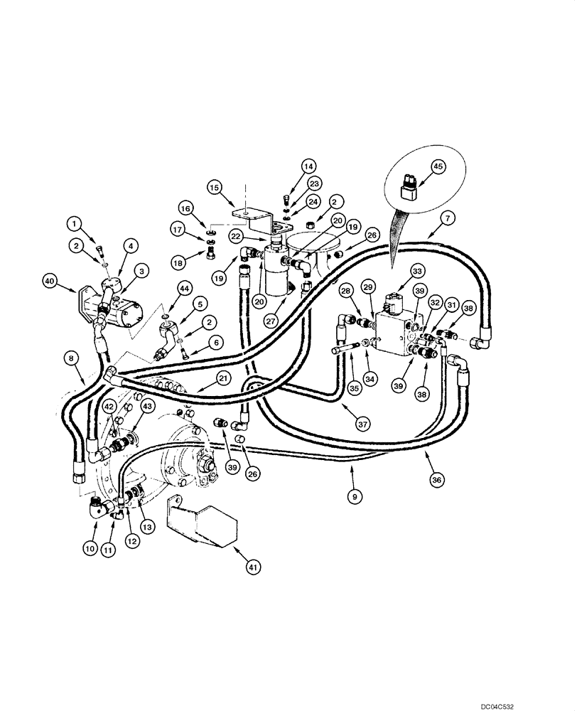 Схема запчастей Case 845 - (08.37[00]) - DIFFERENTIAL LOCK - CIRCUIT (08) - HYDRAULICS