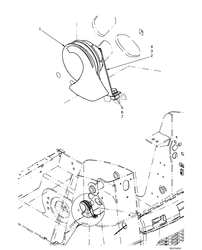 Схема запчастей Case 445 - (04-27) - HORN - MOUNTING (04) - ELECTRICAL SYSTEMS