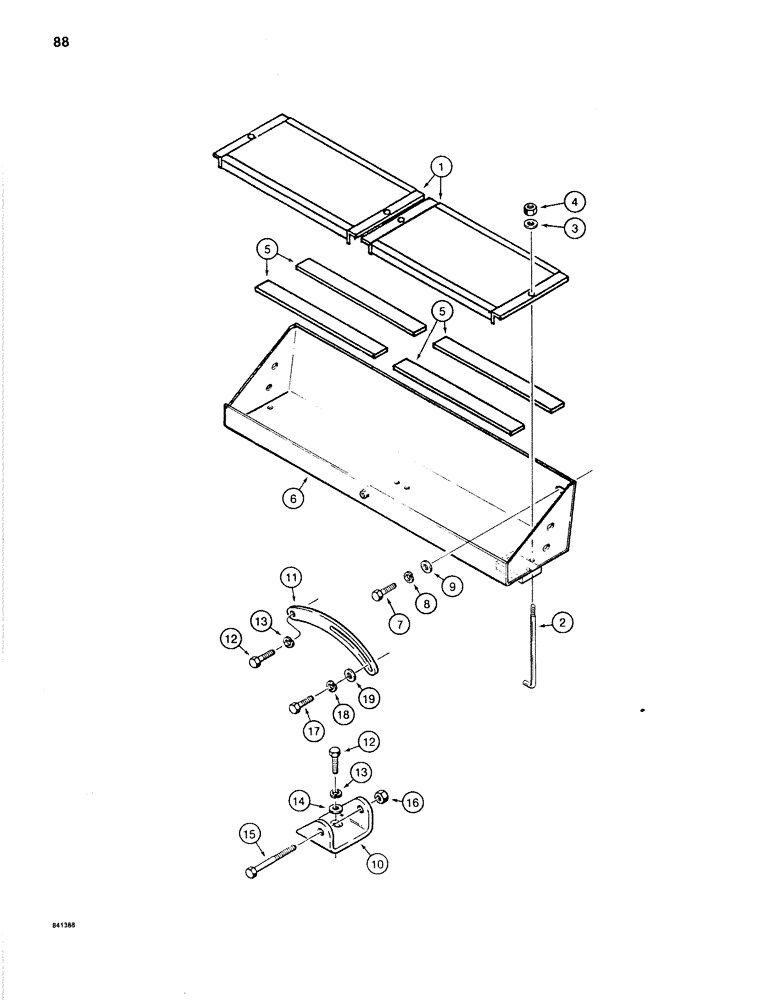 Схема запчастей Case 1280B - (088) - BATTERY AND ALTERNATOR MOUNTING PARTS, USED WITH CASE ENGINE (04) - ELECTRICAL SYSTEMS