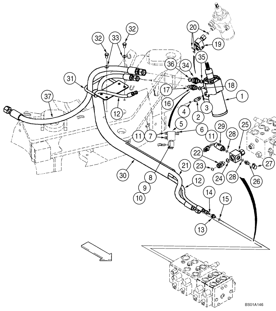 Схема запчастей Case 621D - (05-04) - HYDRAULICS - STEERING (05) - STEERING