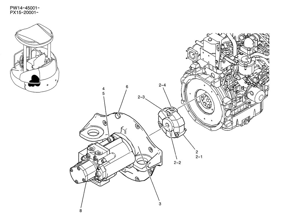 Схема запчастей Case CX36B - (01-017) - POWER TAKE-OFF ASSY (05) - SUPERSTRUCTURE