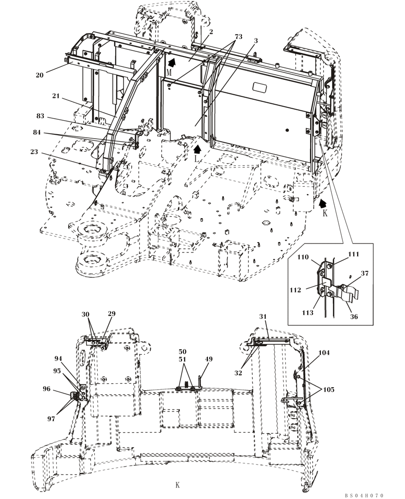 Схема запчастей Case CX80 - (09-12) - FRAMES, COVERS - PARTITION (09) - CHASSIS/ATTACHMENTS