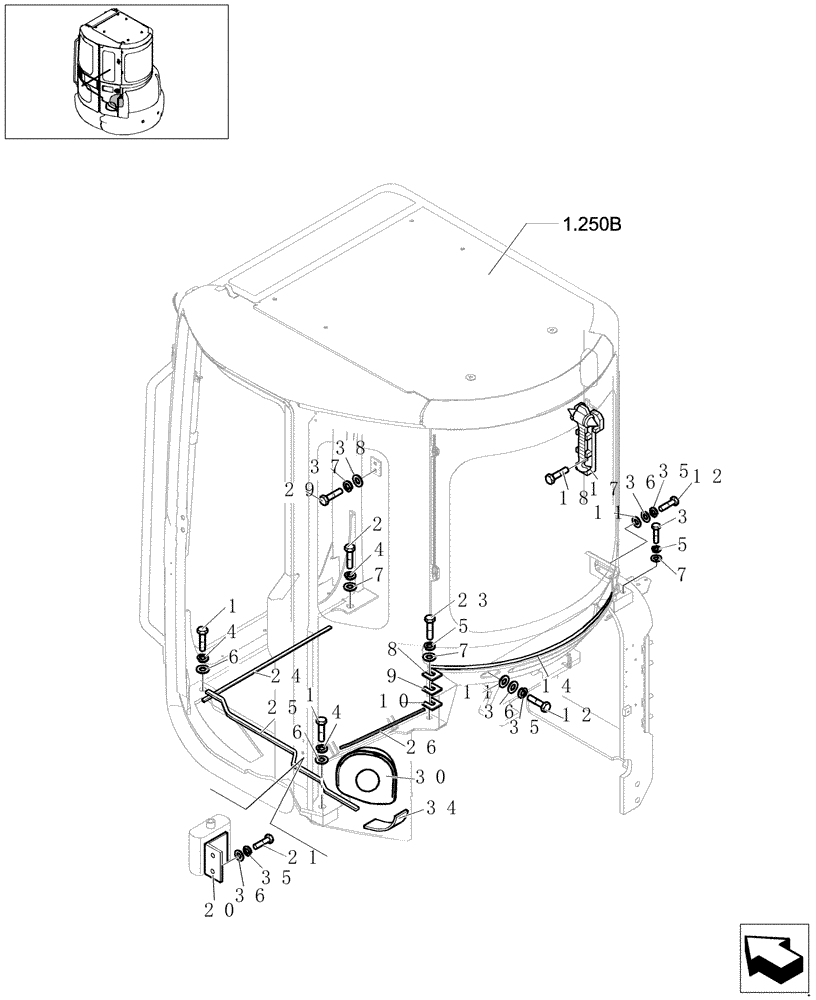 Схема запчастей Case CX27B - (1.250[05]) - CAB - INSTAL (01) - Section 1