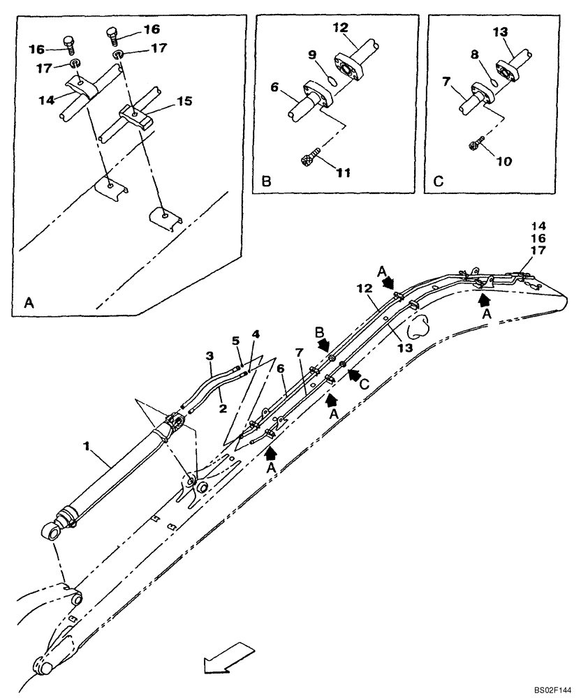 Схема запчастей Case CX240LR - (08-12) - HYDRAULICS - ARM CYLINDER LINE (08) - HYDRAULICS