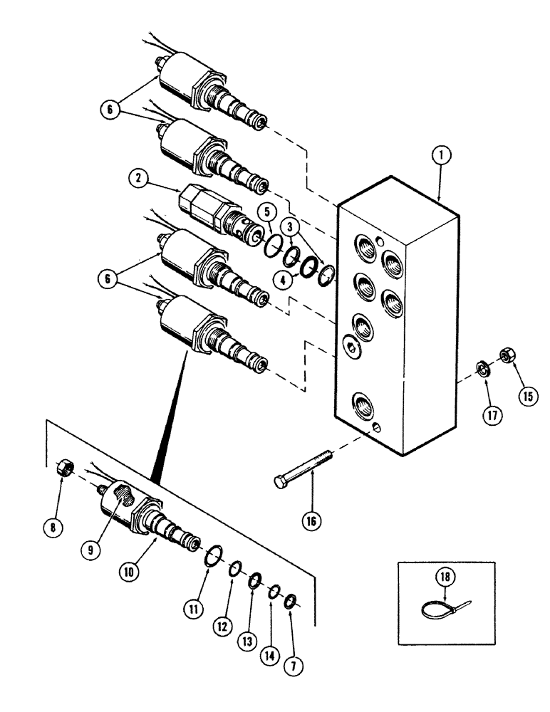 Схема запчастей Case 50 - (8-166) - SOLENOID MONOBLOCK VALVE (08) - HYDRAULICS