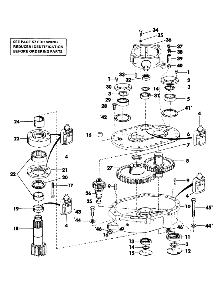 Схема запчастей Case 35EC - (063) - SWING REDUCER AND BRAKE HOUSING, (IMPROVED SWING REDUCER USED AS A REPLACEMENT (05) - UPPERSTRUCTURE CHASSIS