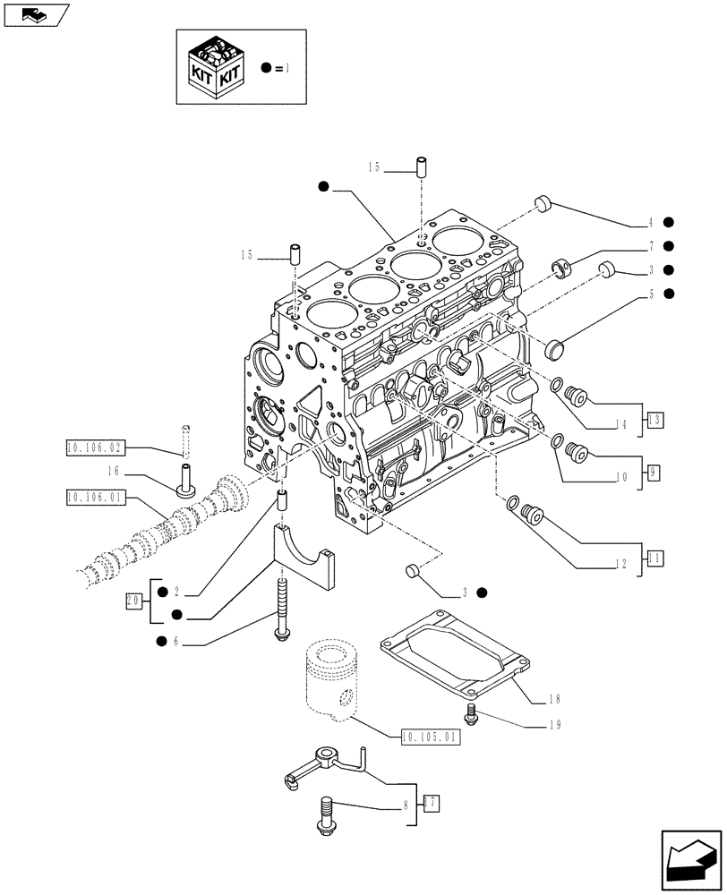 Схема запчастей Case F4HFE413H A001 - (10.001.02) - CRANKCASE (84528197 - 2852728) (10) - ENGINE