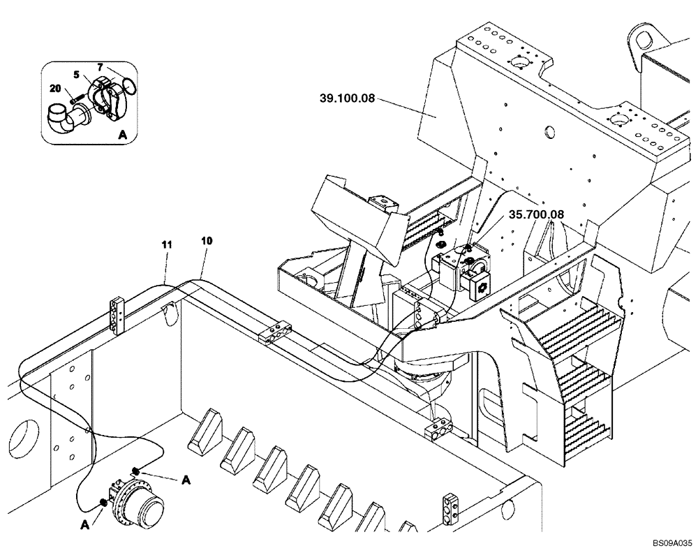 Схема запчастей Case SV212 - (35.353.04) - LINES, FRONT DRUM DRIVE (ACE) (SM SV ANTI-SLIP) - BSN DDD003017 (35) - HYDRAULIC SYSTEMS