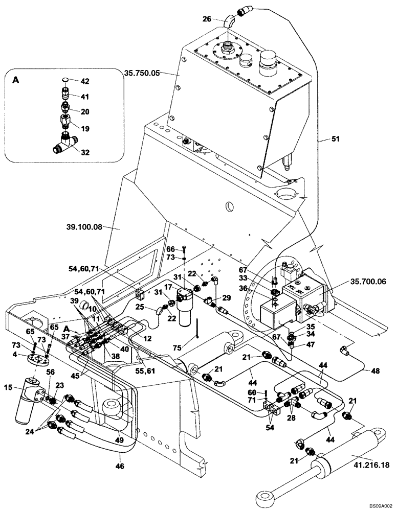 Схема запчастей Case SV212 - (41.200.01) - LINES, HYDRAULIC STEERING (GROUP 336) (ND127514) (41) - STEERING