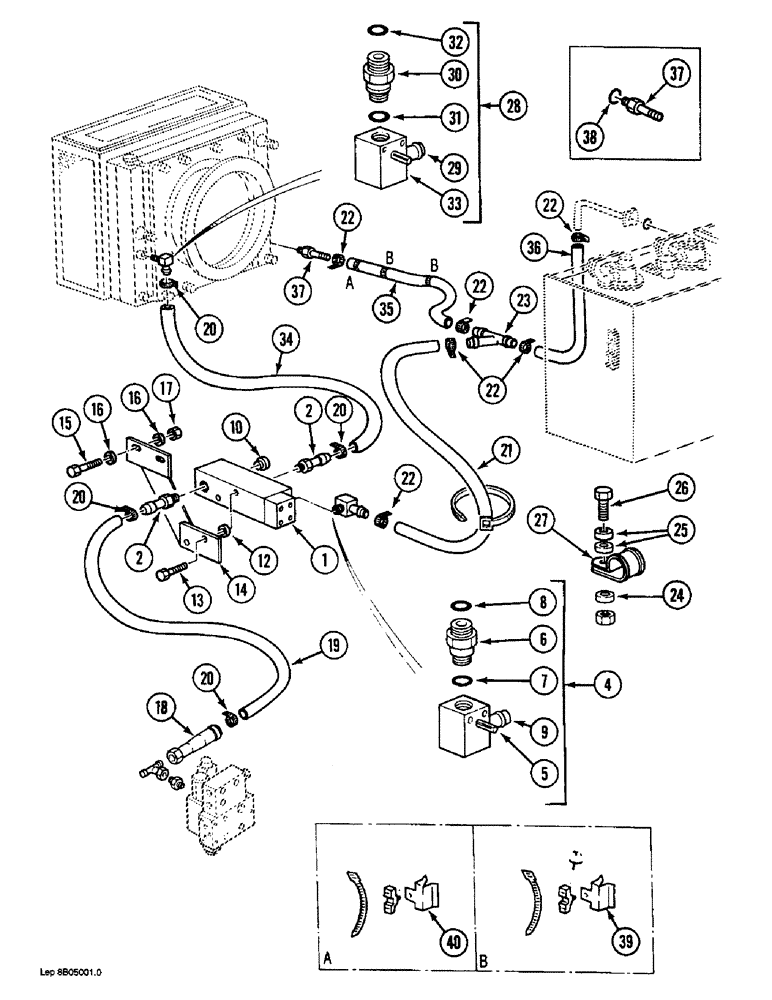 Схема запчастей Case 1088 - (8B-26) - HYD. PUMP LINES, THERMOSTAT-CONTROLLED VALVE, P.I.N. FROM 19801 - XXXXX, P.I.N. FROM 106901 - XXXXX (08) - HYDRAULICS