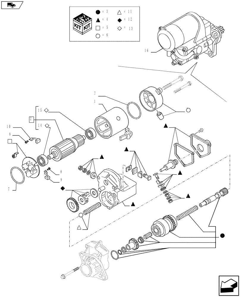 Схема запчастей Case F3DFA613B E004 - (55.201.01 01) - STARTER MOTOR BREAKDOWN (504106753) (55) - ELECTRICAL SYSTEMS