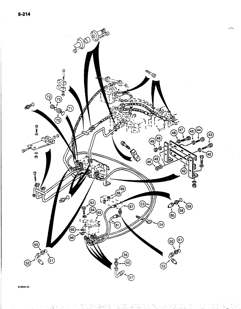 Схема запчастей Case 170B - (8-214) - HYDRAULIC CIRCUIT FOR OPTIONS, P.I.N. 74442 THROUGH 74456 (08) - HYDRAULICS