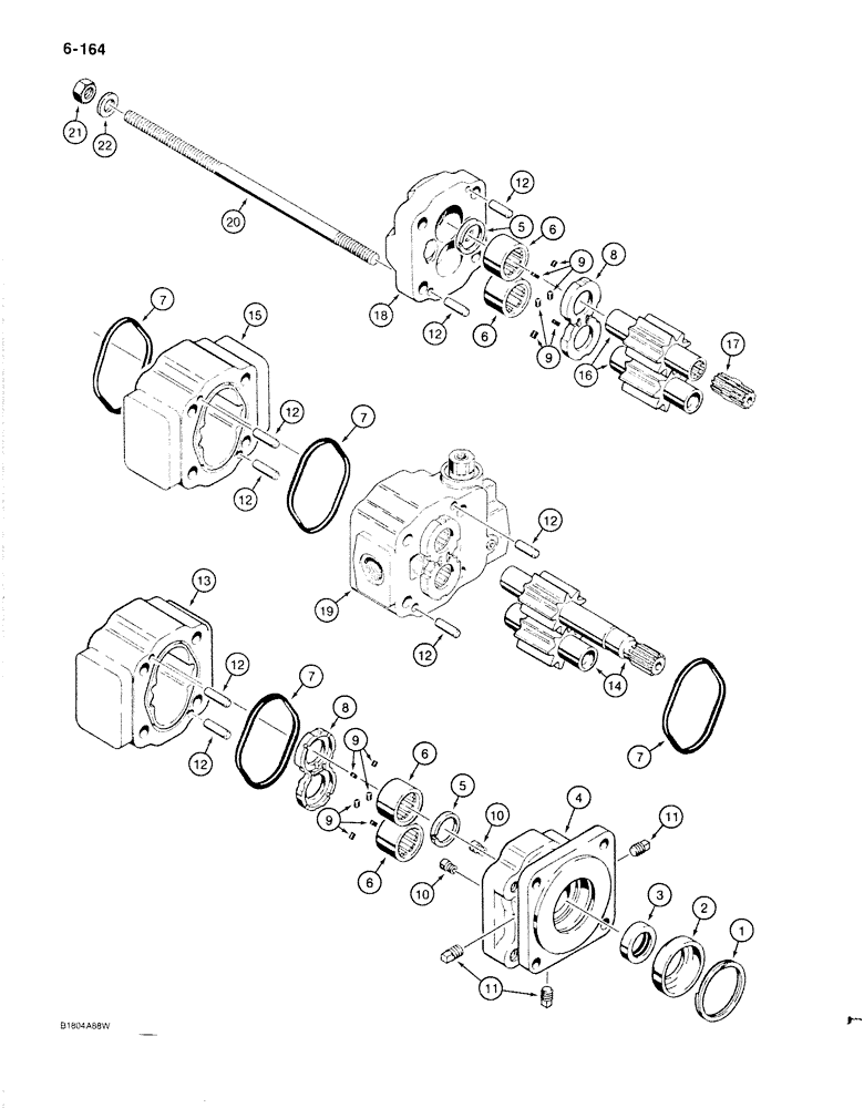 Схема запчастей Case 1187B - (6-164) - TRACK DRIVE HYDRAULIC MOTORS, USED ON MODELS WITH P.I.N. 6275638 AND AFTER (06) - POWER TRAIN