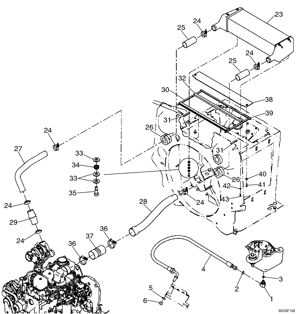 Схема запчастей Case 521D - (02-22) - TURBOCHARGER SYSTEM (02) - ENGINE