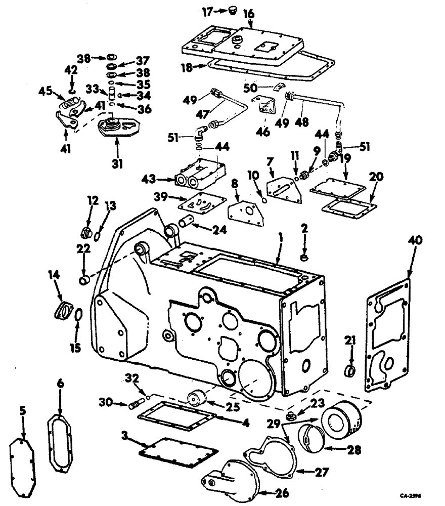 Схема запчастей Case 3400 - (010) - HYDROSTATIC DRIVE HOUSING, CONTROL CAM, MULTI - VALVE AND CONNECTIONS (35) - HYDRAULIC SYSTEMS