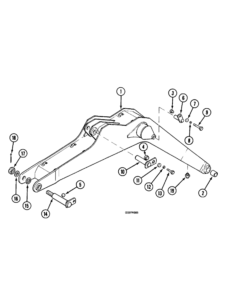 Схема запчастей Case 220B - (9-048) - BOOM AND PINS, P.I.N. 74441 THROUGH 74597, P.I.N. 03201 AND AFTER (09) - CHASSIS