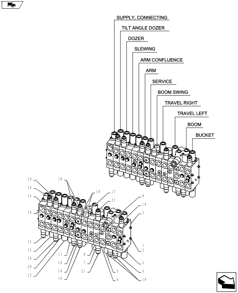 Схема запчастей Case CX55BMSR - (01-020[02]) - VALVE INSTALL (ROTARY) (35) - HYDRAULIC SYSTEMS