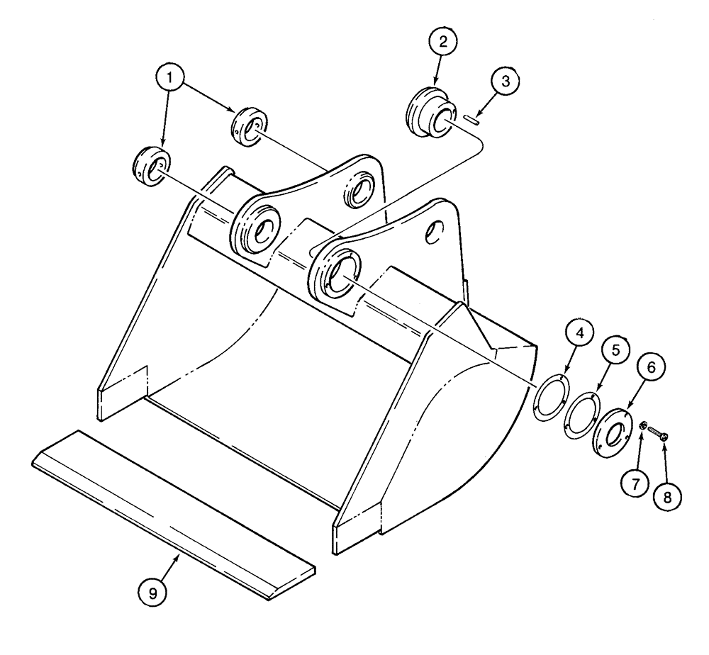 Схема запчастей Case 9020 - (9-54) - CENTRAL FABRICATORS BUCKETS, DITCH, DITCH BUCKET ASSEMBLY (09) - CHASSIS