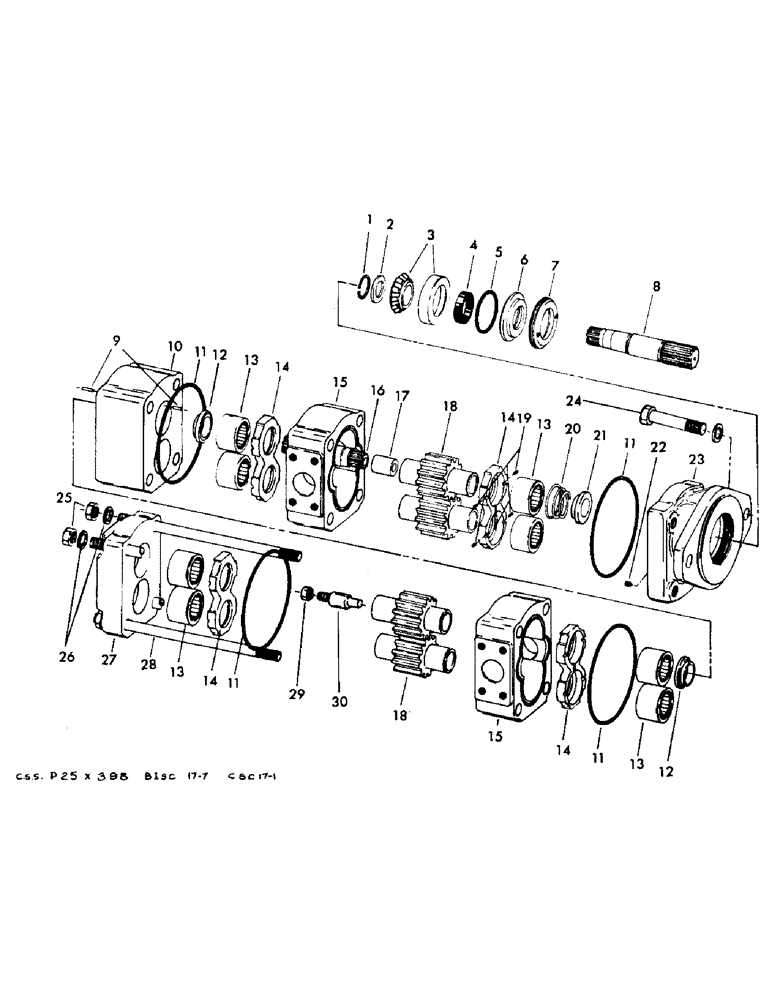 Схема запчастей Case 40YC - (H08) - * HYDRAULIC TANDEM PUMP, (USED ON ALL ENGINE UNITS EXCEPT (07) - HYDRAULIC SYSTEM