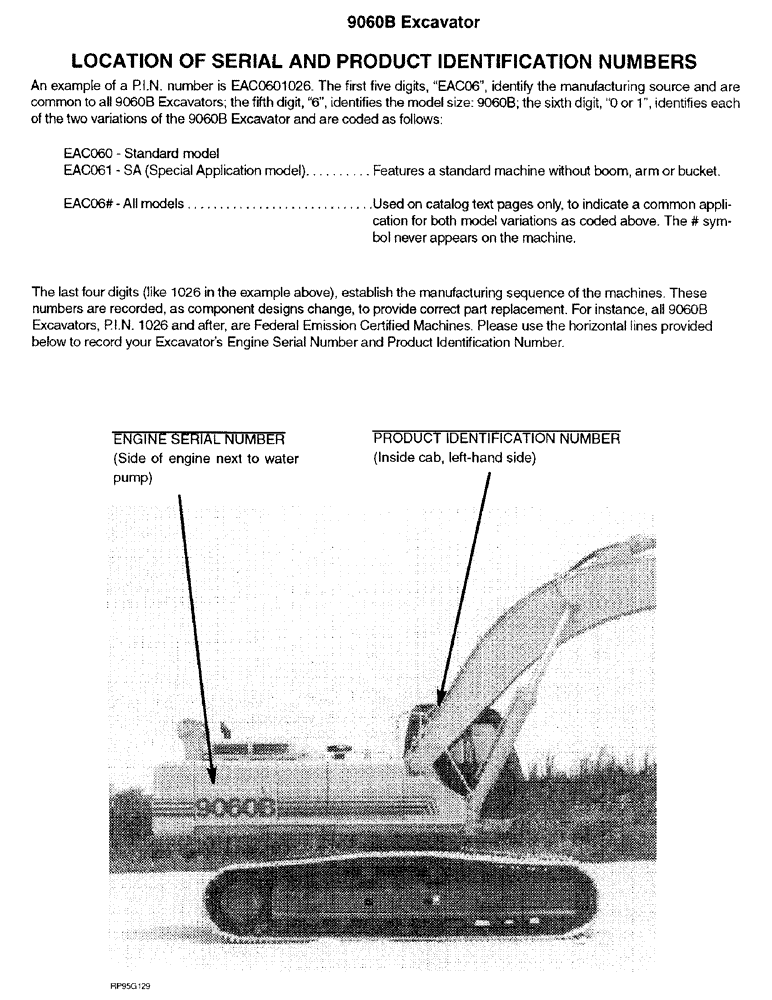 Схема запчастей Case 9060B - (1-2) - LOCATION OF SERIAL AND PRODUCT IDENTIFICATION NUMBERS (00) - PICTORIAL INDEX