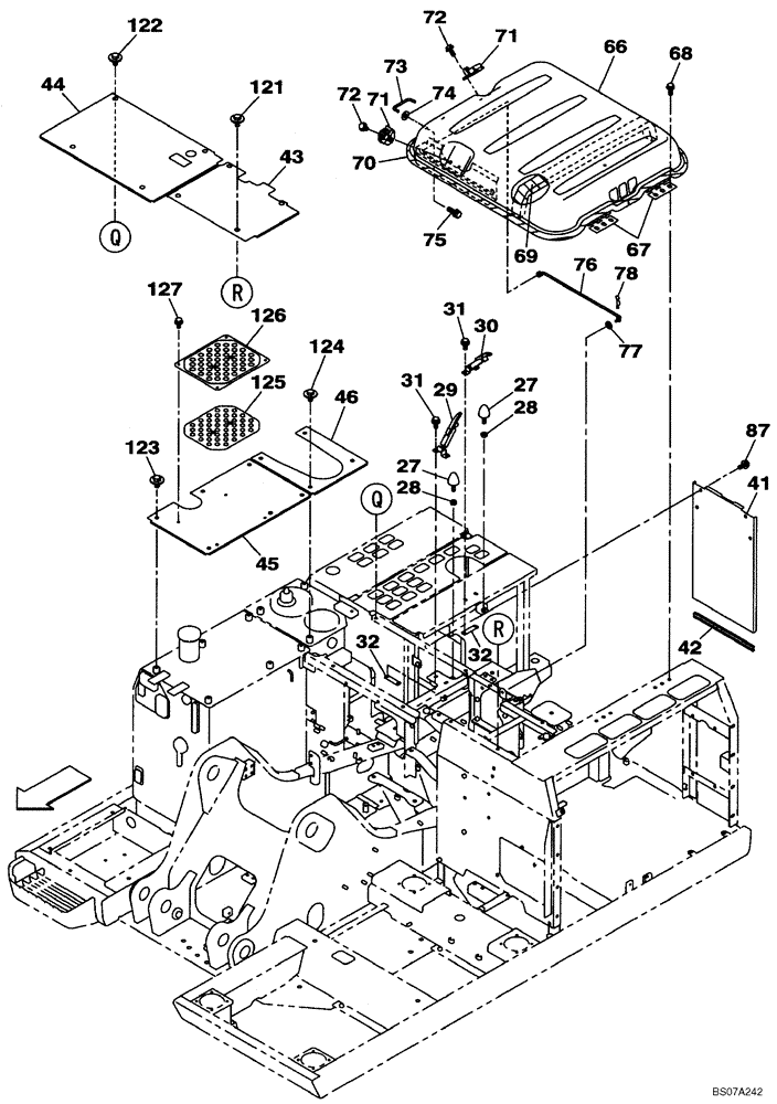 Схема запчастей Case CX160B - (09-07) - HOOD, ENGINE - INSULATION (09) - CHASSIS/ATTACHMENTS