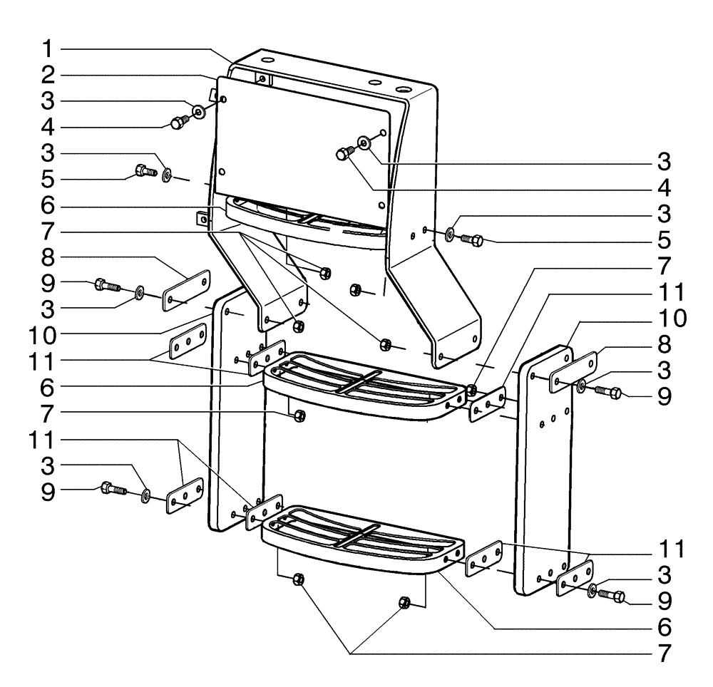 Схема запчастей Case 865B AWD - (09-08[01]) - RH LADDER ASSY (09) - CHASSIS/ATTACHMENTS