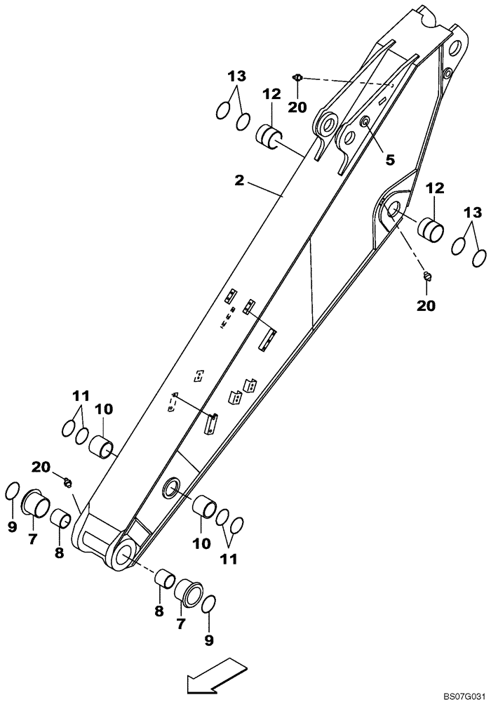 Схема запчастей Case CX290B - (09-55) - ARM, EXCAVATOR, 2.65 METER (8 FT 8 IN) (09) - CHASSIS/ATTACHMENTS