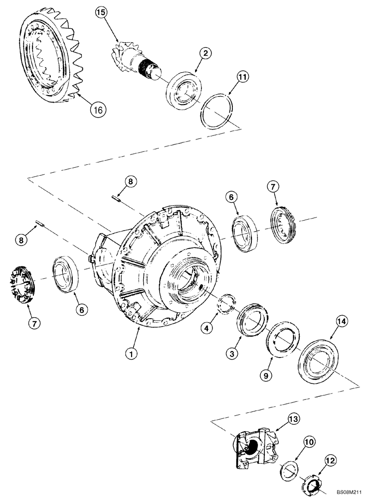 Схема запчастей Case 821C - (06-21) - AXLE, FRONT - DIFFERENTIAL CARRIER (06) - POWER TRAIN