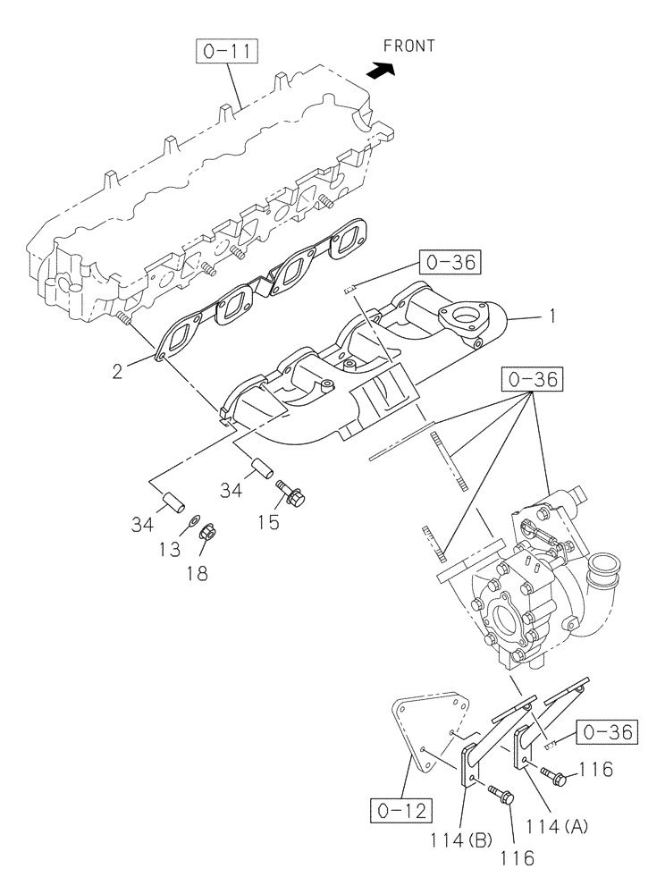 Схема запчастей Case CX235C SR - (10.254.06) - EXHAUST PIPE (10) - ENGINE