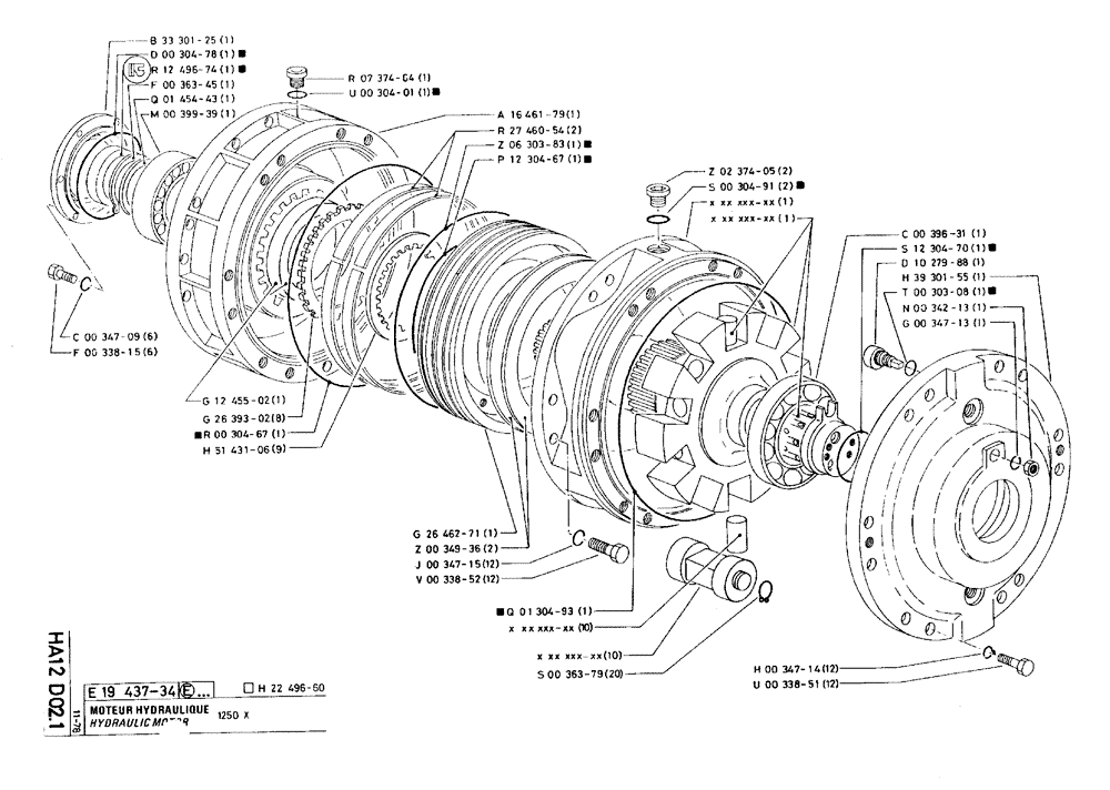 Схема запчастей Case 75C - (HA12 D02.1) - HYDRAULIC MOTOR - 1250 X (07) - HYDRAULIC SYSTEM