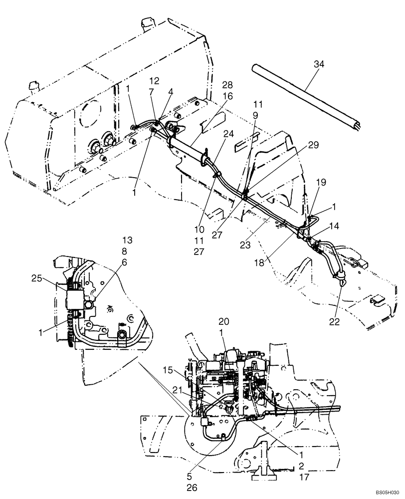 Схема запчастей Case 650K - (03-05) - FUEL LINES (03) - FUEL SYSTEM