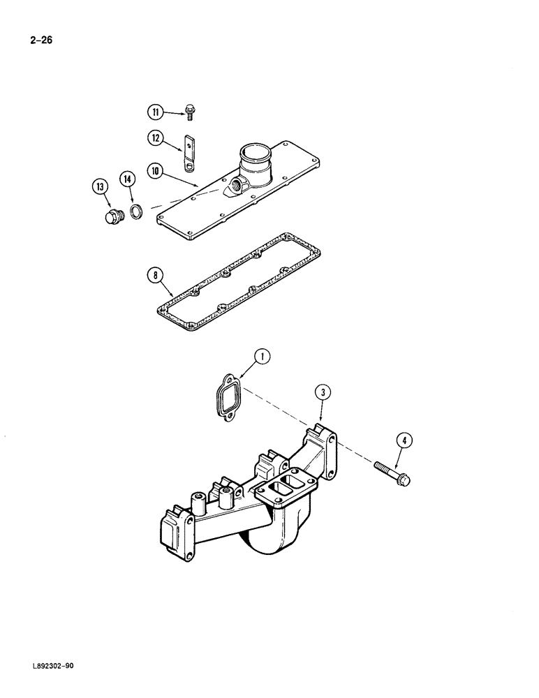 Схема запчастей Case 688 - (2-26) - MANIFOLDS, EXHAUST, 4T-390 ENGINE (02) - ENGINE