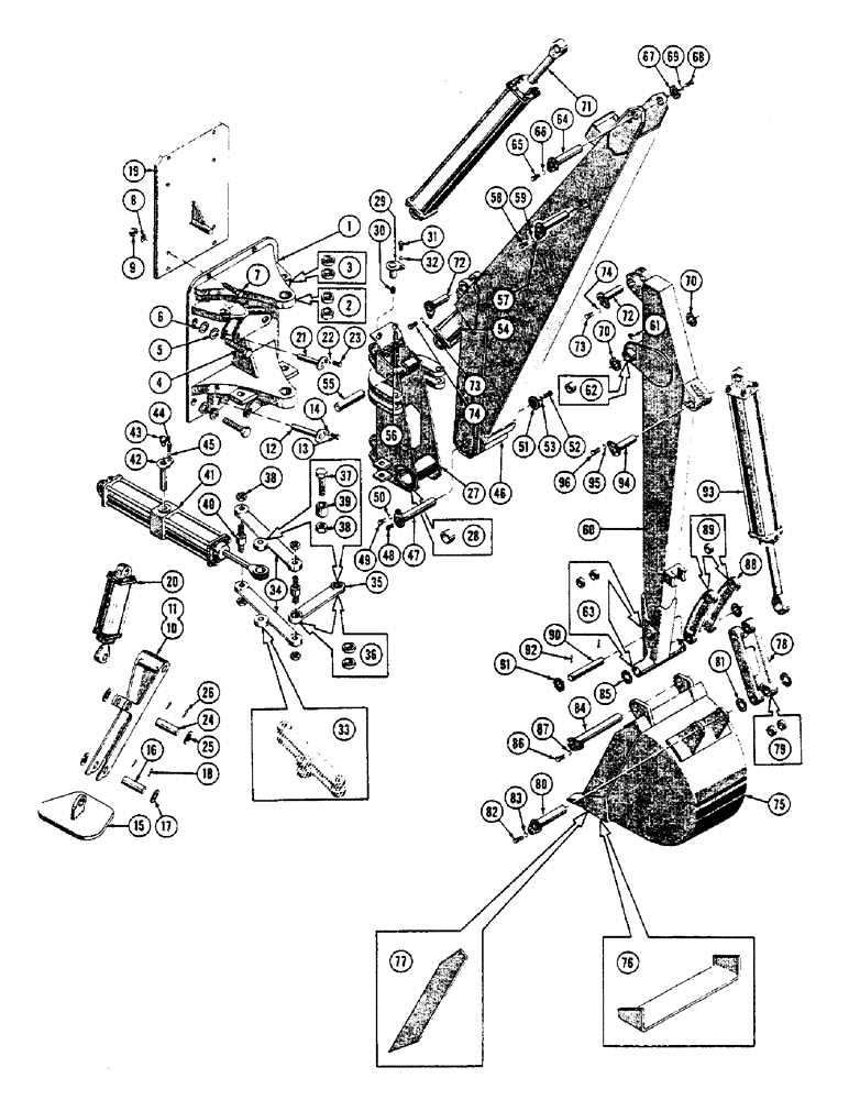 Схема запчастей Case 600 - (262) - BACKHOE INSTALLATION, BUCKET, CYLINDERS, ARMS, LINKAGE, MTG. PARTS (07) - HYDRAULIC SYSTEM