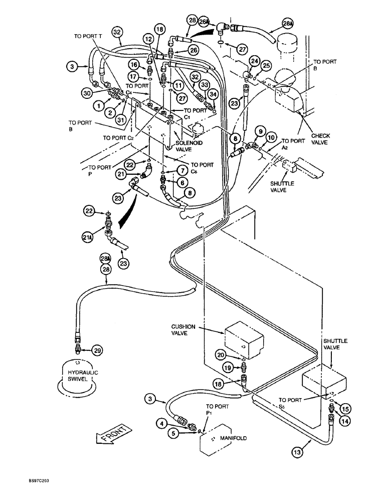 Схема запчастей Case 9045B - (8-042) - SOLENOID VALVE PILOT LINES (08) - HYDRAULICS