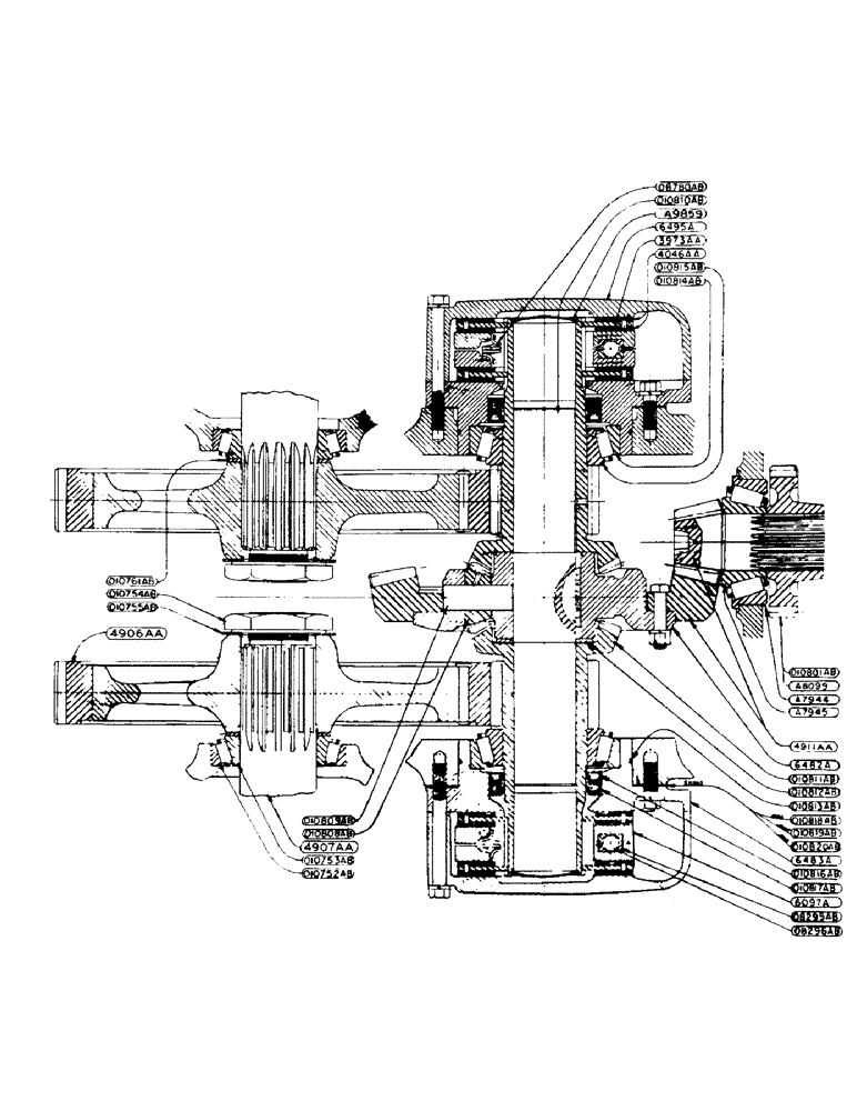 Схема запчастей Case 425 - (094) - DIFFERENTIAL SHAFT AND BRAKE ASSEMBLY (27) - REAR AXLE SYSTEM