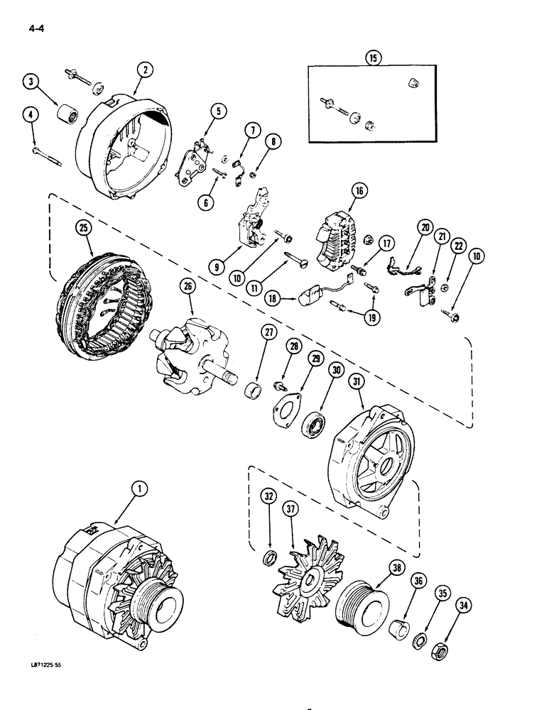 Схема запчастей Case 855D - (4-04) - ALTERNATOR, IF EQUIPPED (04) - ELECTRICAL SYSTEMS