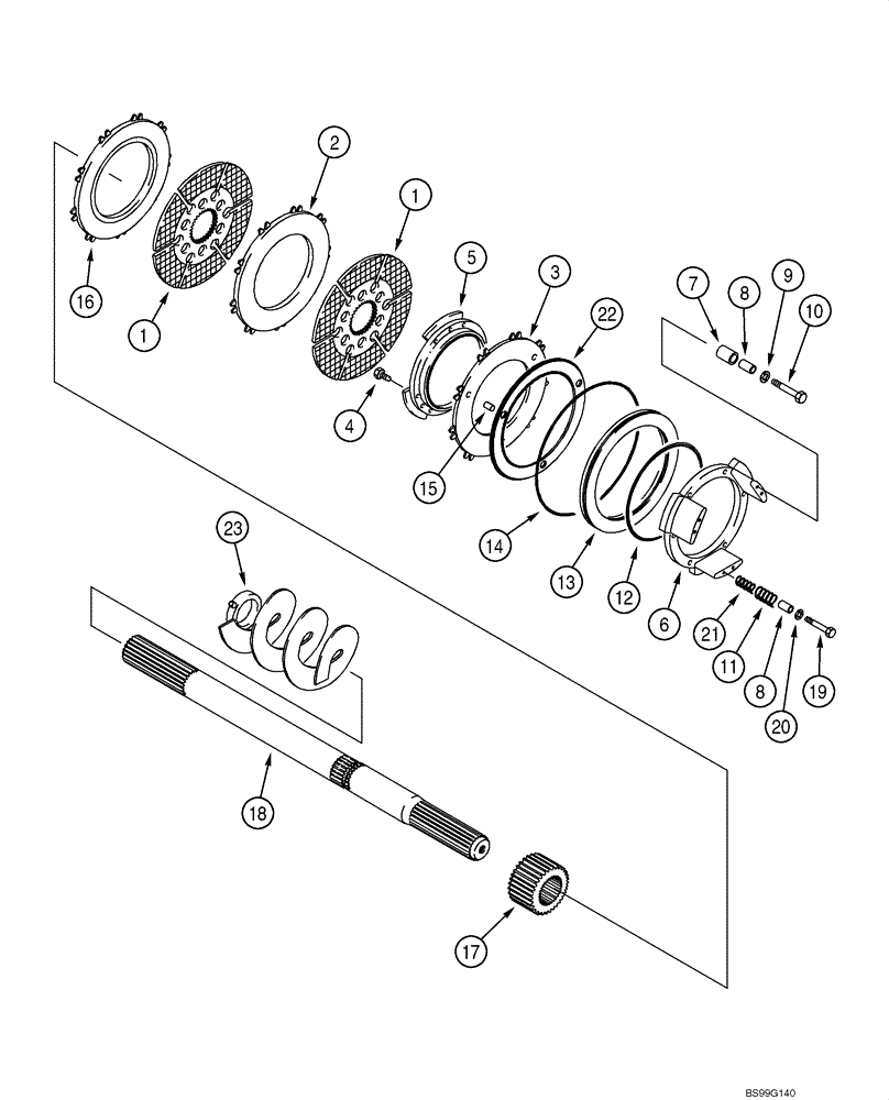 Схема запчастей Case 590SM - (07-01) - AXLE, REAR DRIVE - BRAKE, DIFFERENTIAL (07) - BRAKES