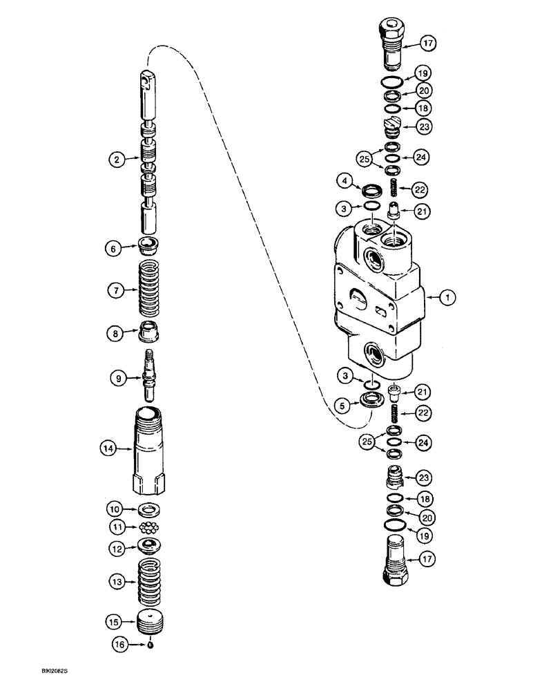 Схема запчастей Case 590L - (8-092) - LOADER CONTROL VALVE, LIFT SECTION, WITH MANUAL DETENT (08) - HYDRAULICS