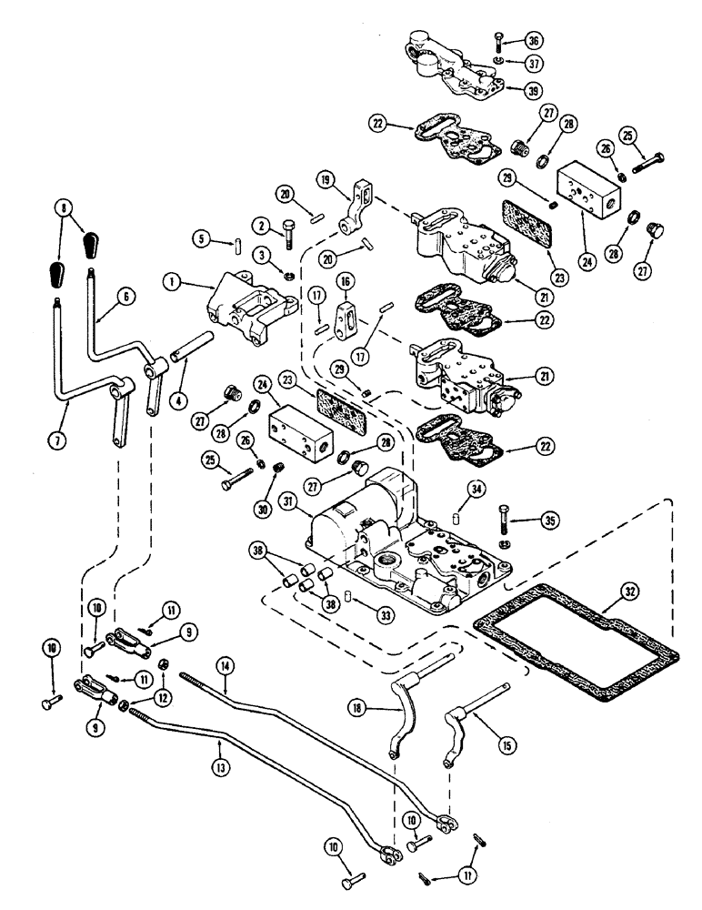 Схема запчастей Case 580 - (148) - REMOTE HYDRAULIC CONTROLS, STANDARD CLUTCH (35) - HYDRAULIC SYSTEMS