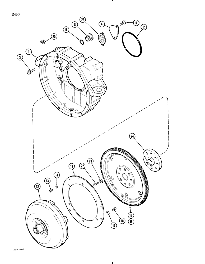 Схема запчастей Case 580K - (2-050) - FLEX PLATE AND HOUSING, 4-390 ENGINE, 4T-390 ENGINE (02) - ENGINE